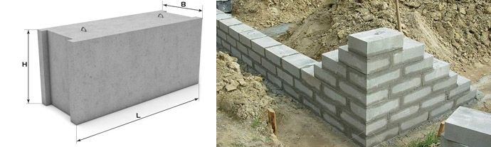 Найчастіше вони виготовляються з важкого бетону, але ГОСТ 13579-78 також допускає виробництво елементів збірних фундаментів з щільного силікату або з додаванням керамзиту